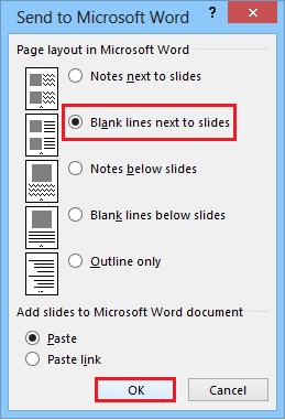 Converting PowerPoint presentation to Word document 4